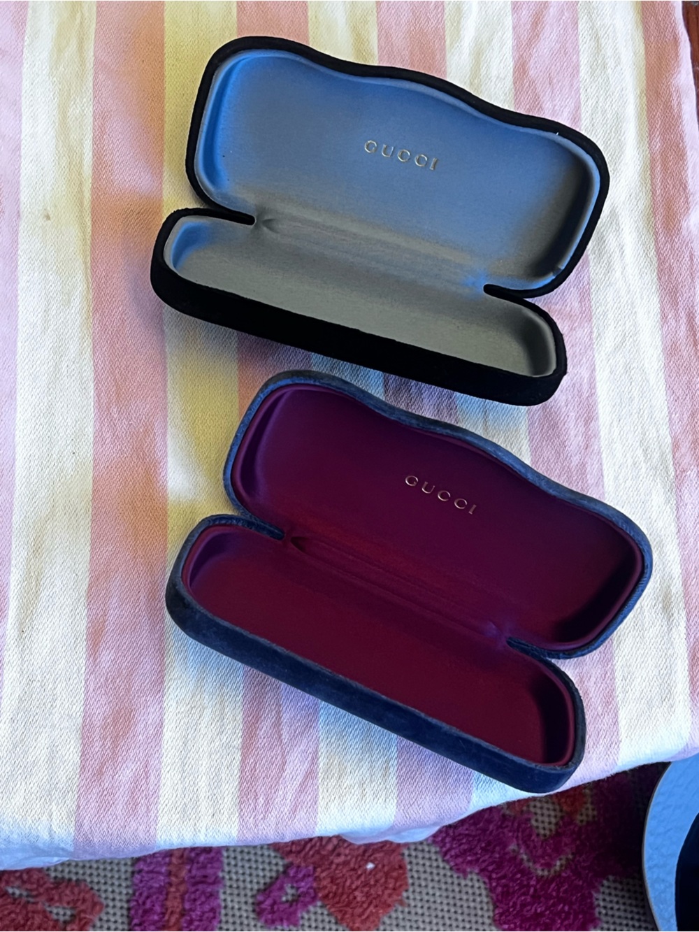 Gucci Navy black  Velvet burgundy blue velvet Sunglasses Case - pair of 2